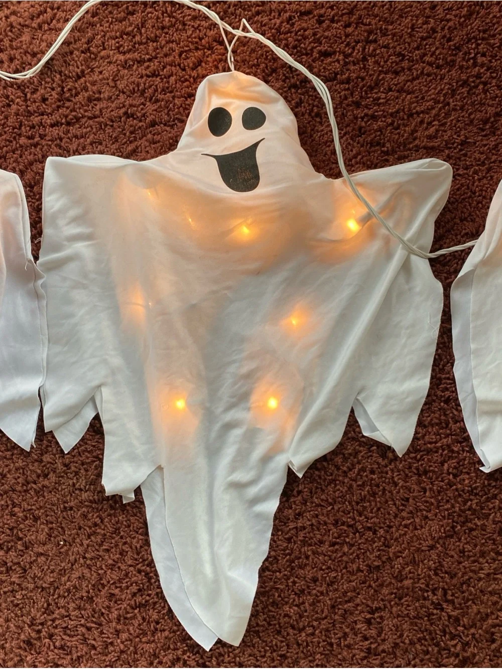 Halloween Ghost String Lights With 3 Fabric Ghosts Set Works Holiday Party Large